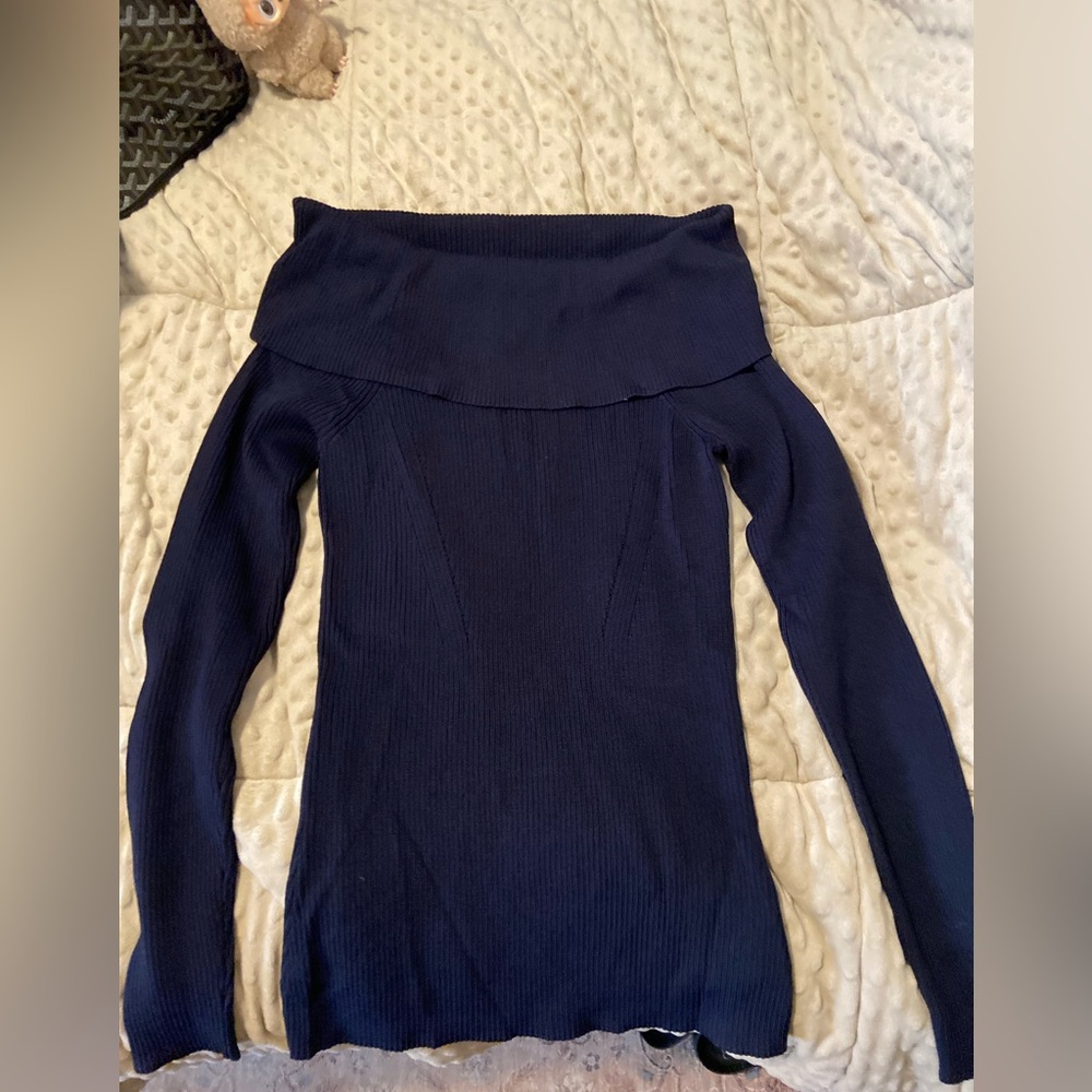 Michael Kors Navy Blue Off-Shoulder Sweater ( boatneck)